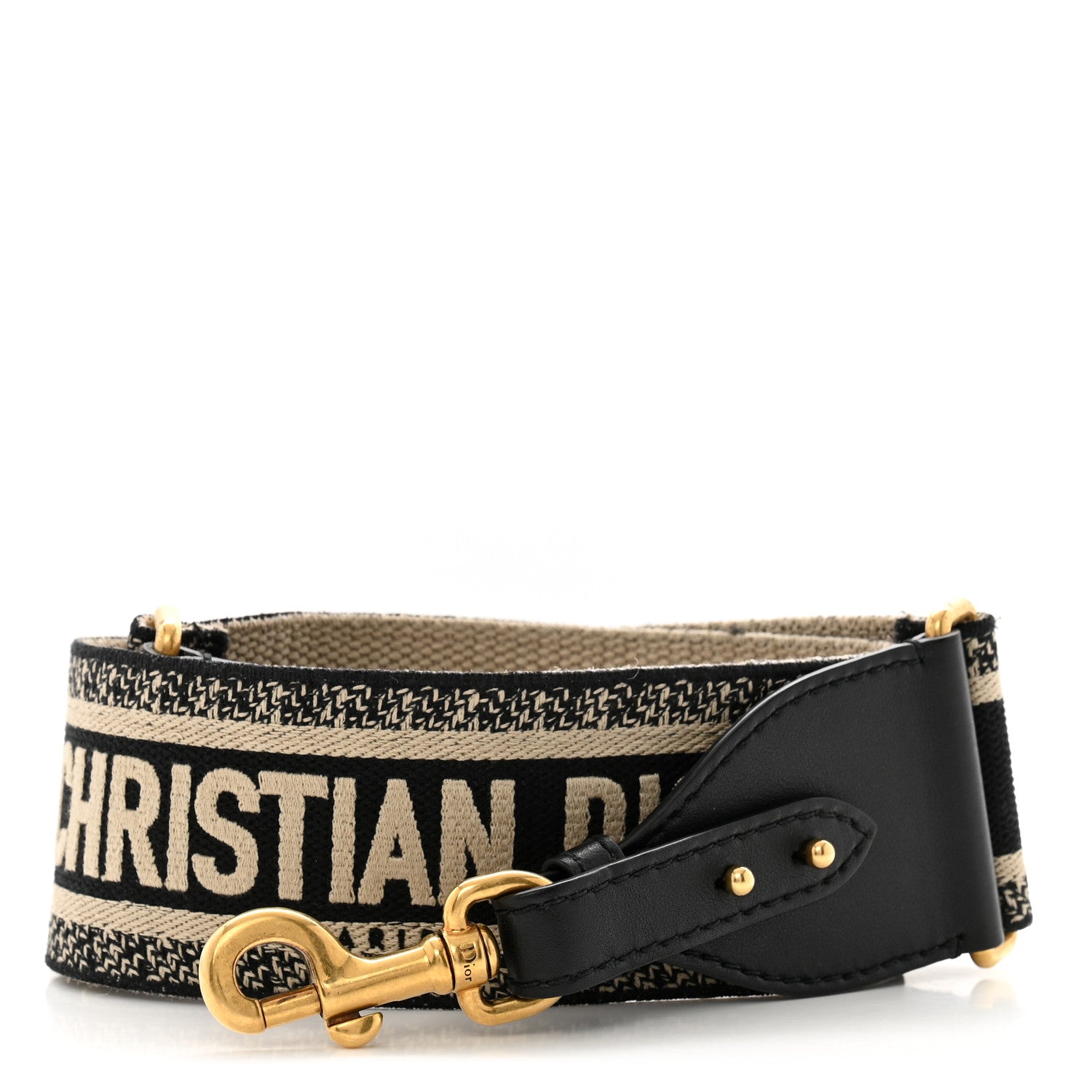 Christian Dior Canvas Embroidered Shoulder Strap Black 1 of 8