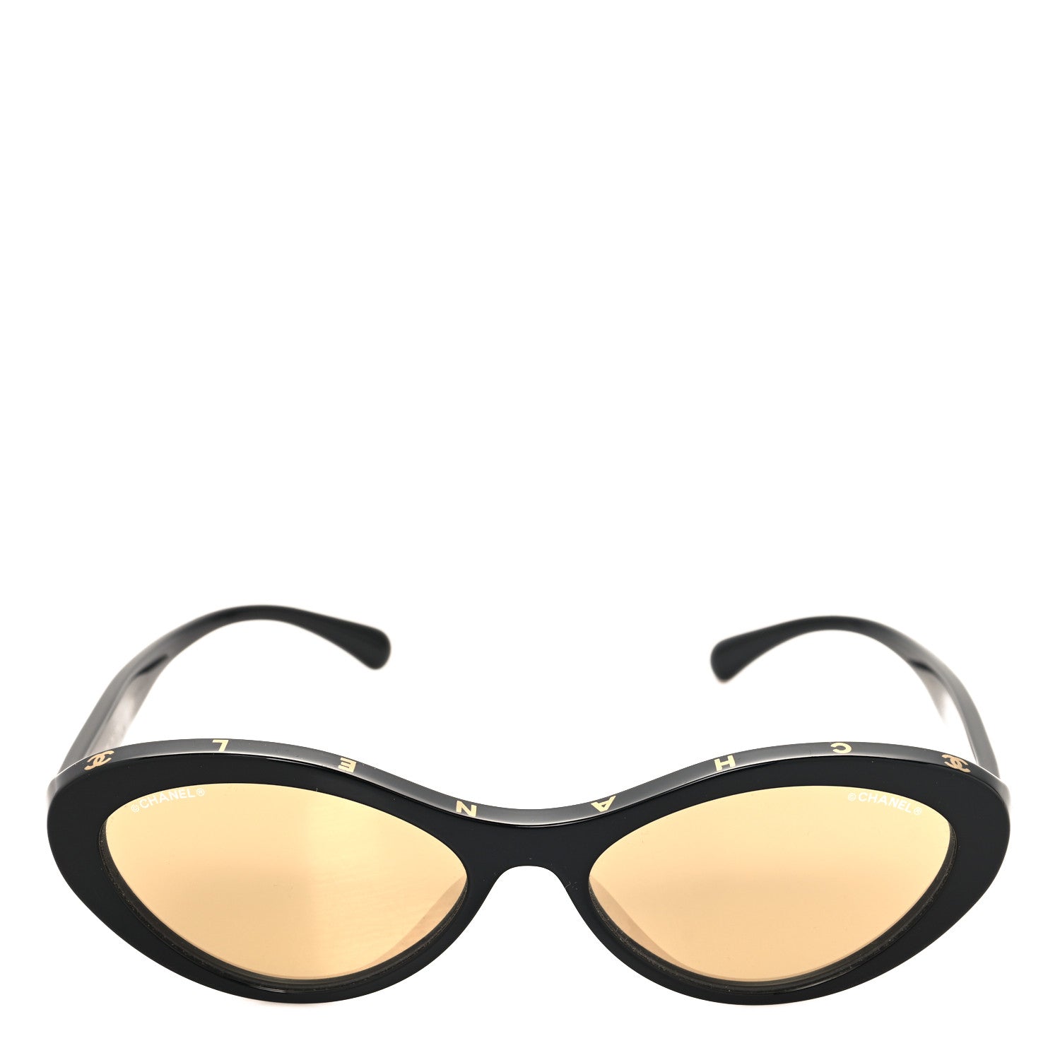 Chanel Acetate 24K Gold Mirror Oval Sunglasses 5416-A Black 2 of 8