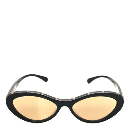 Chanel Acetate 24K Gold Mirror Oval Sunglasses 5416-A Black 2 of 8