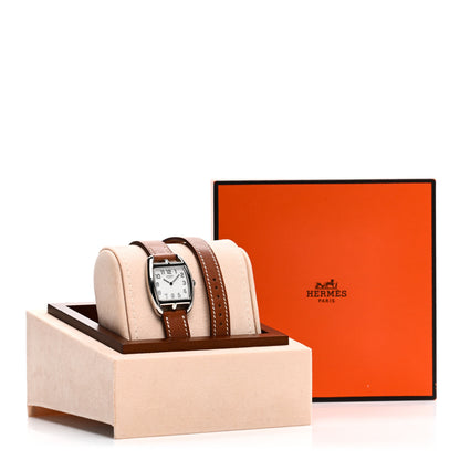 Hermes Stainless Steel Barenia 26mm Cape Cod Tonneau Double Tour Quartz Watch Fauve 5 of 5