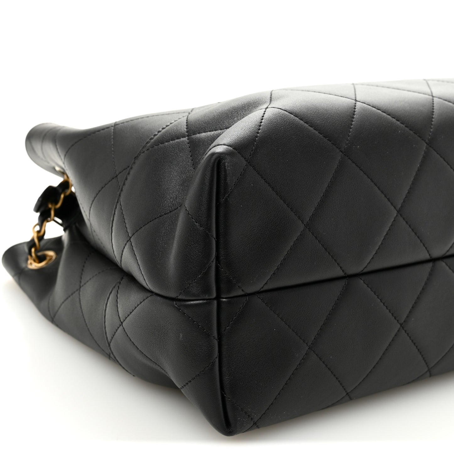 Calfskin Quilted Large Coco Base Shopping Bag Black