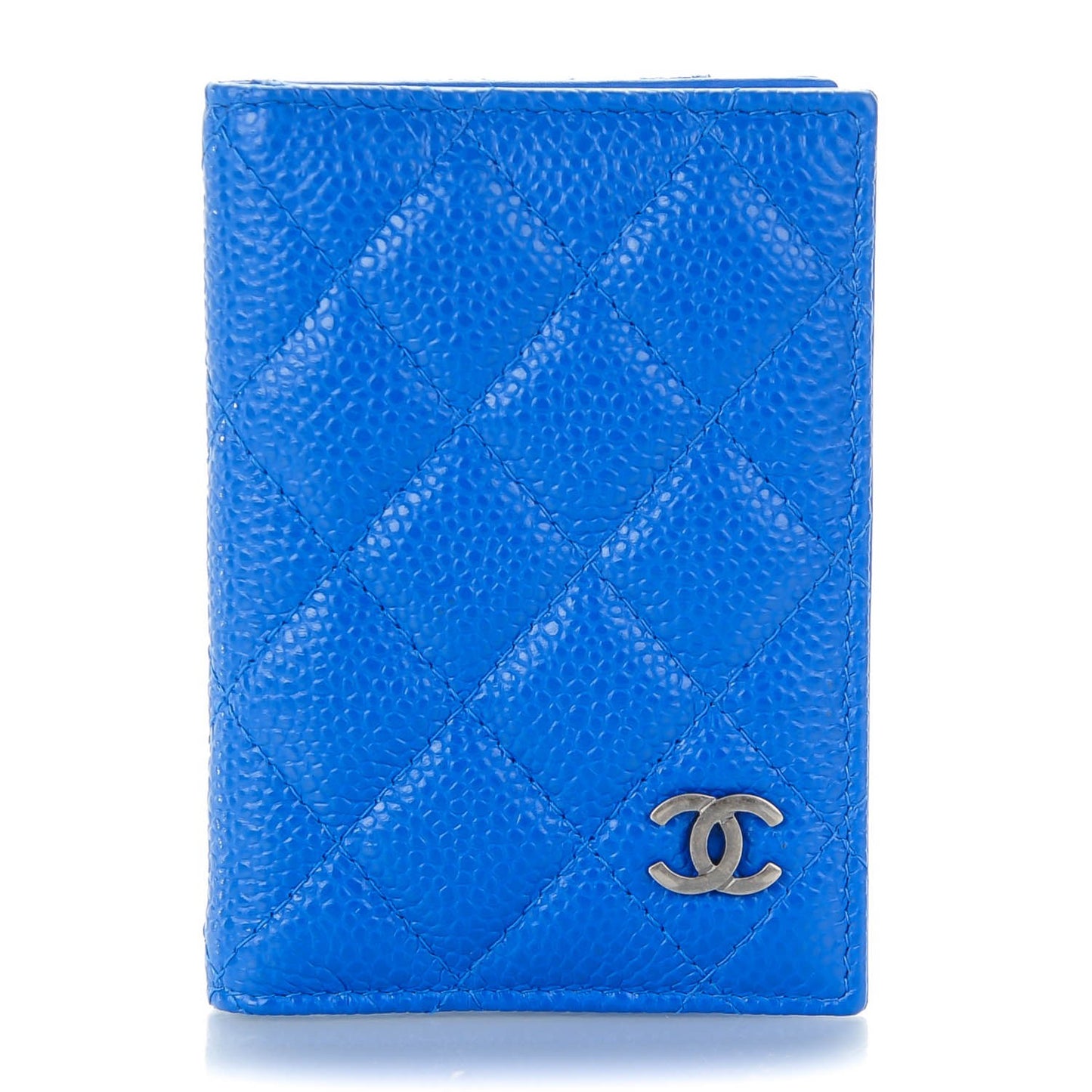 Caviar Quilted Card Holder Blue