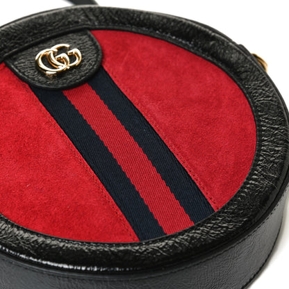 Gucci Suede Patent Web Mini Ophidia Round Shoulder Bag Hibiscus Red Black 12 of 12