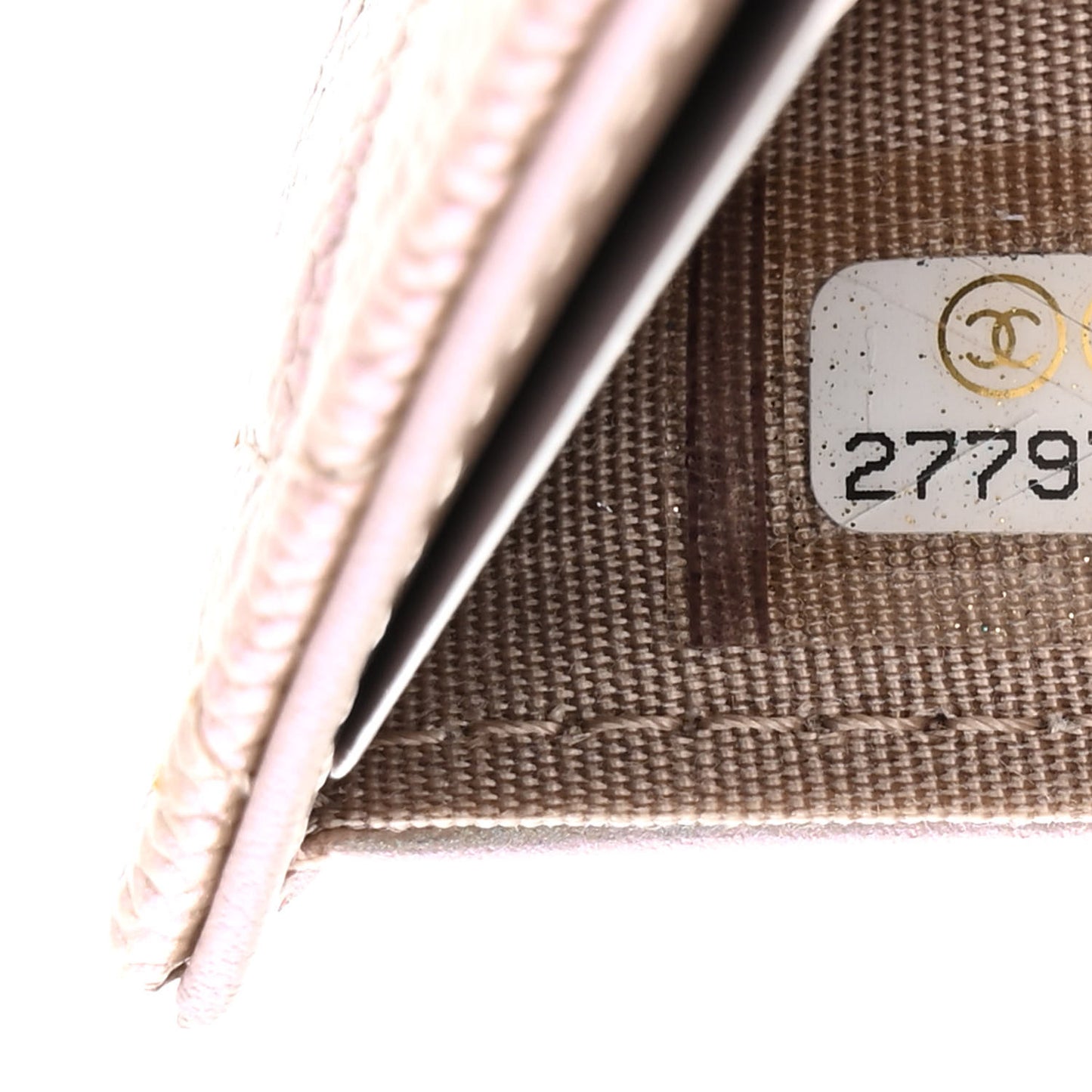 Iridescent Caviar Quilted Double Flap Wallet Beige