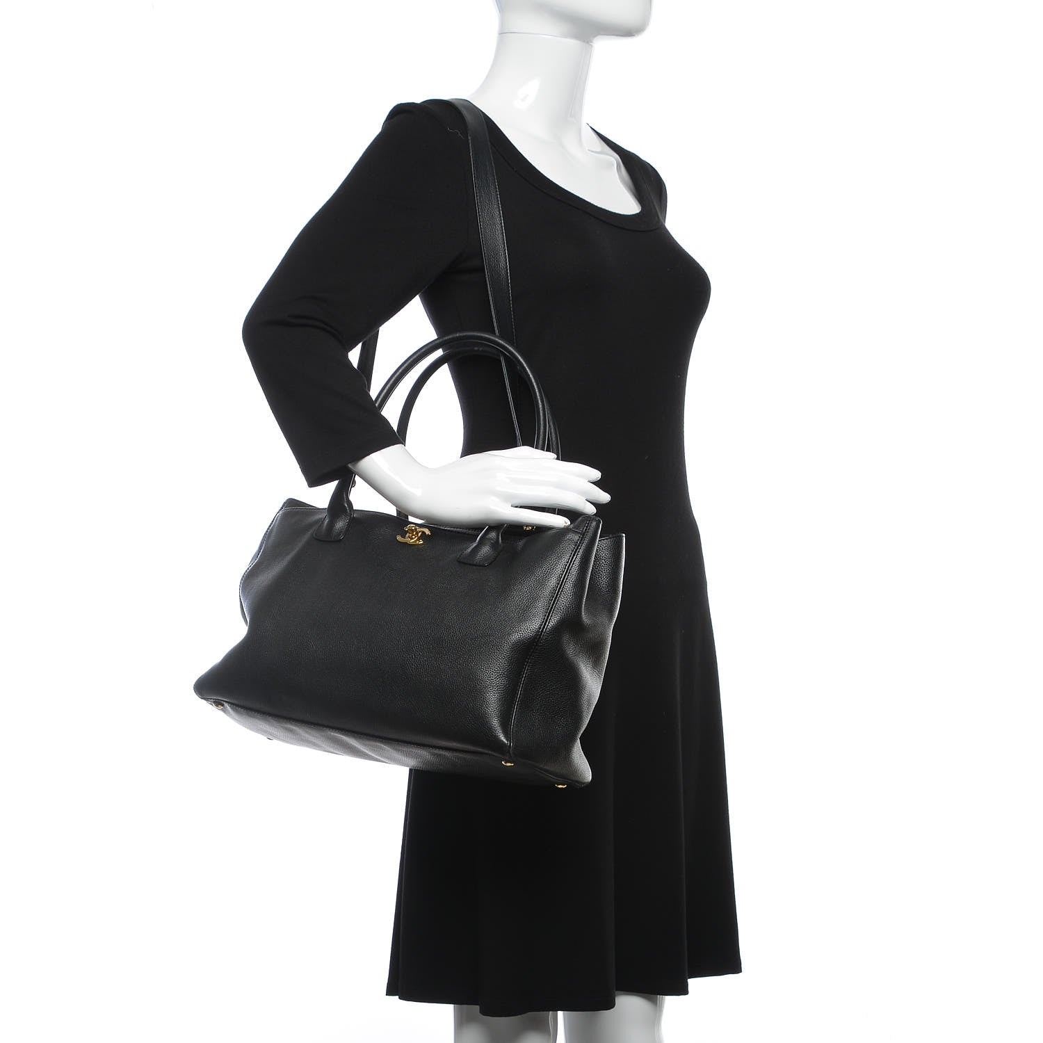 Chanel Calfskin Cerf Executive Shopper Tote Black 2 of 12