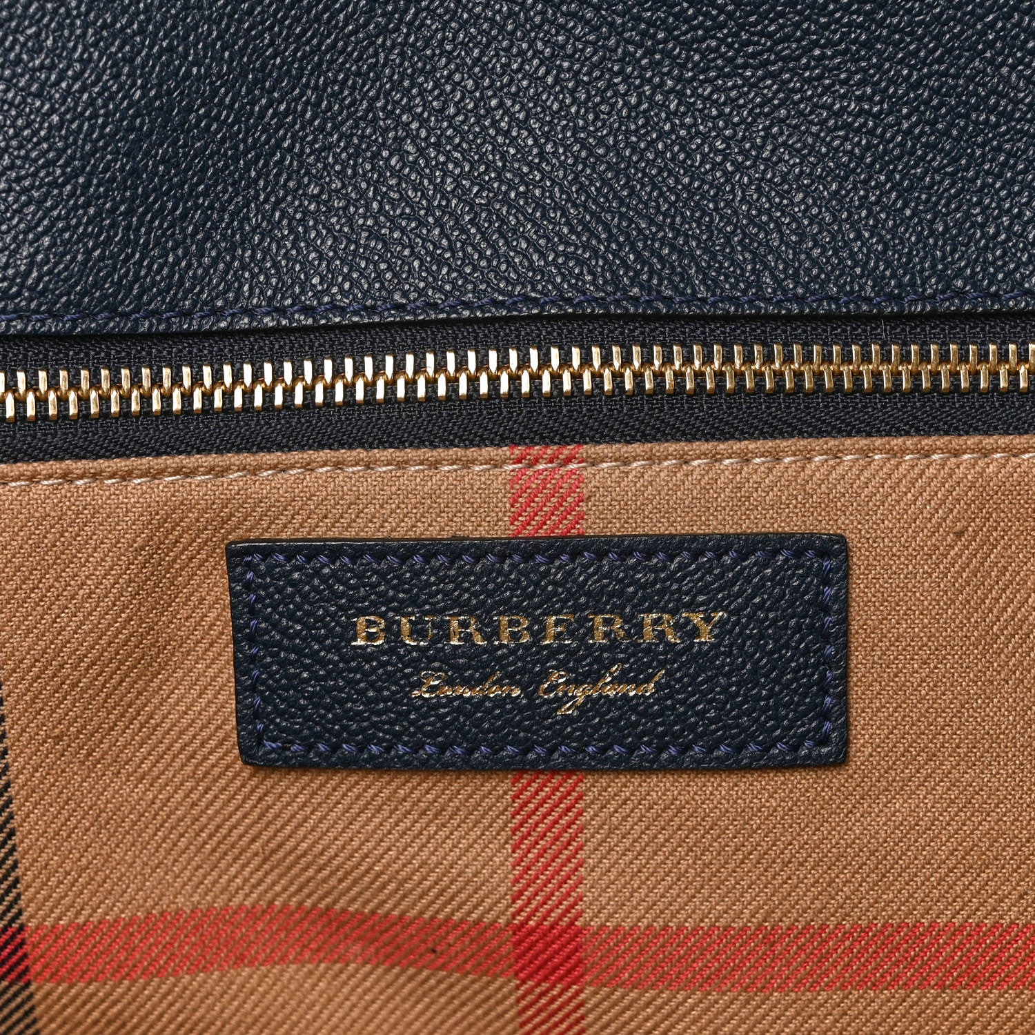 Burberry Soft Grain Calfskin Medium Buckle Tote Blue Carbon 6 of 9