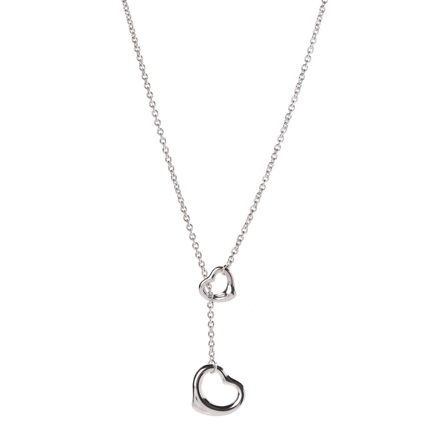 Tiffany Sterling Silver Elsa Peretti Open Heart Lariat Necklace 1 of 8