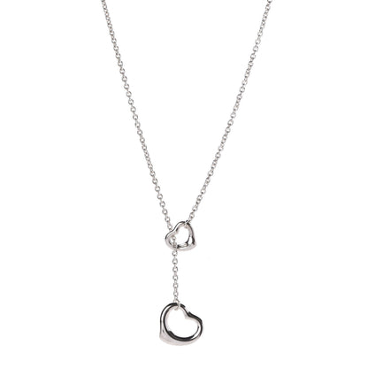 Tiffany Sterling Silver Elsa Peretti Open Heart Lariat Necklace 1 of 8