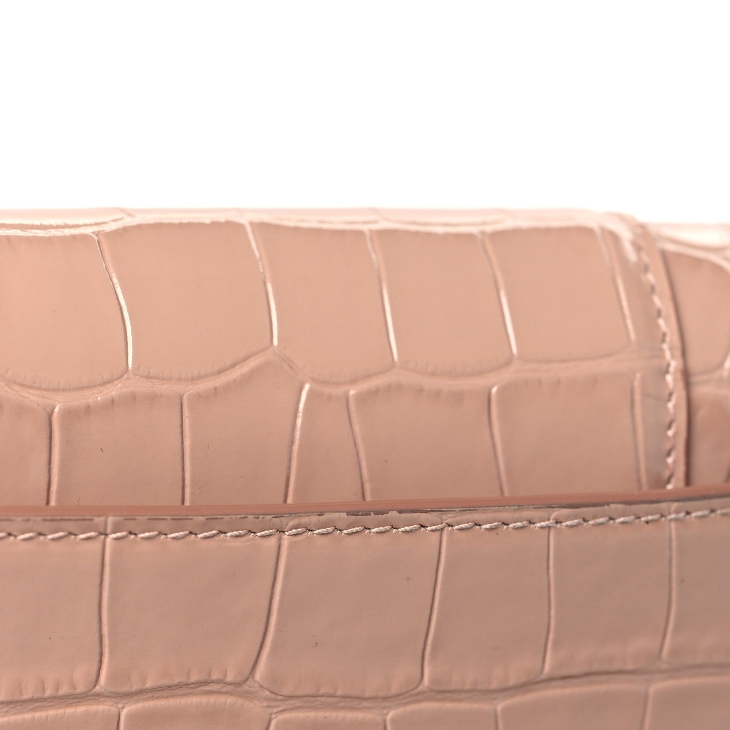 Balenciaga Shiny Calfskin Crocodile Embossed Hourglass Chain Bag Nude Beige 13 of 13