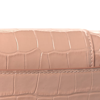 Balenciaga Shiny Calfskin Crocodile Embossed Hourglass Chain Bag Nude Beige 13 of 13