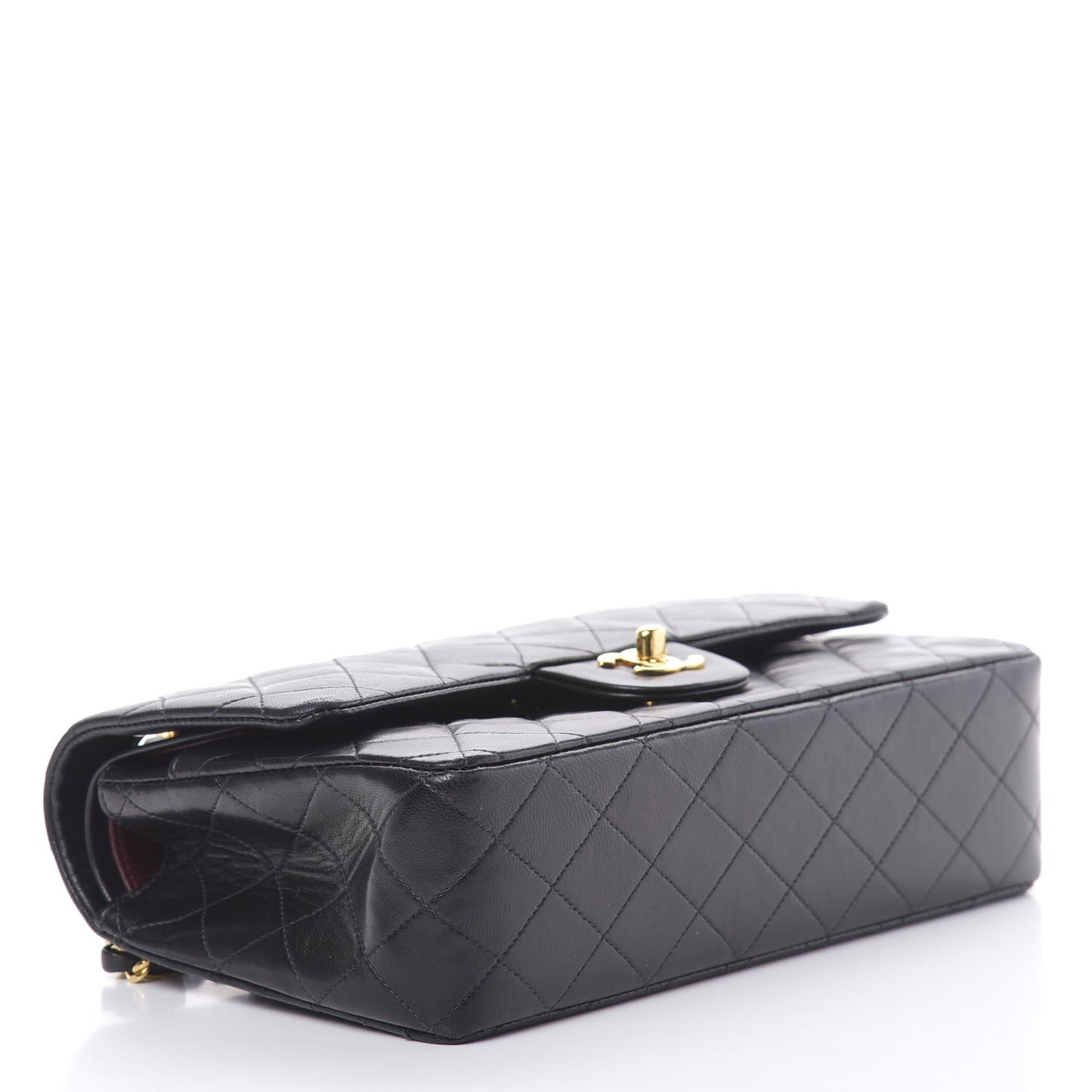 Lambskin Quilted Medium Double Flap Black