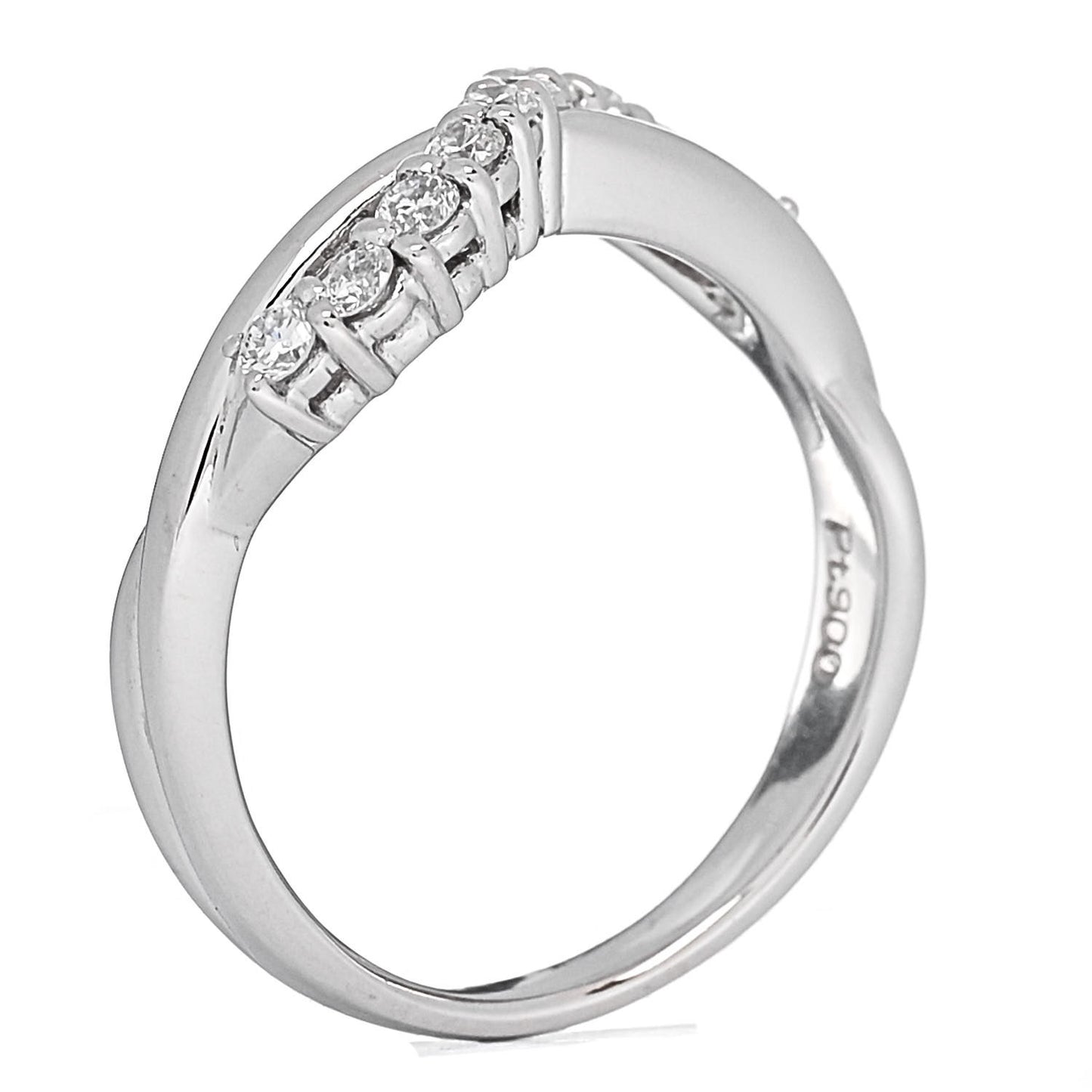 Platinum Diamond .31ctw Crossover Band Ring 52 6