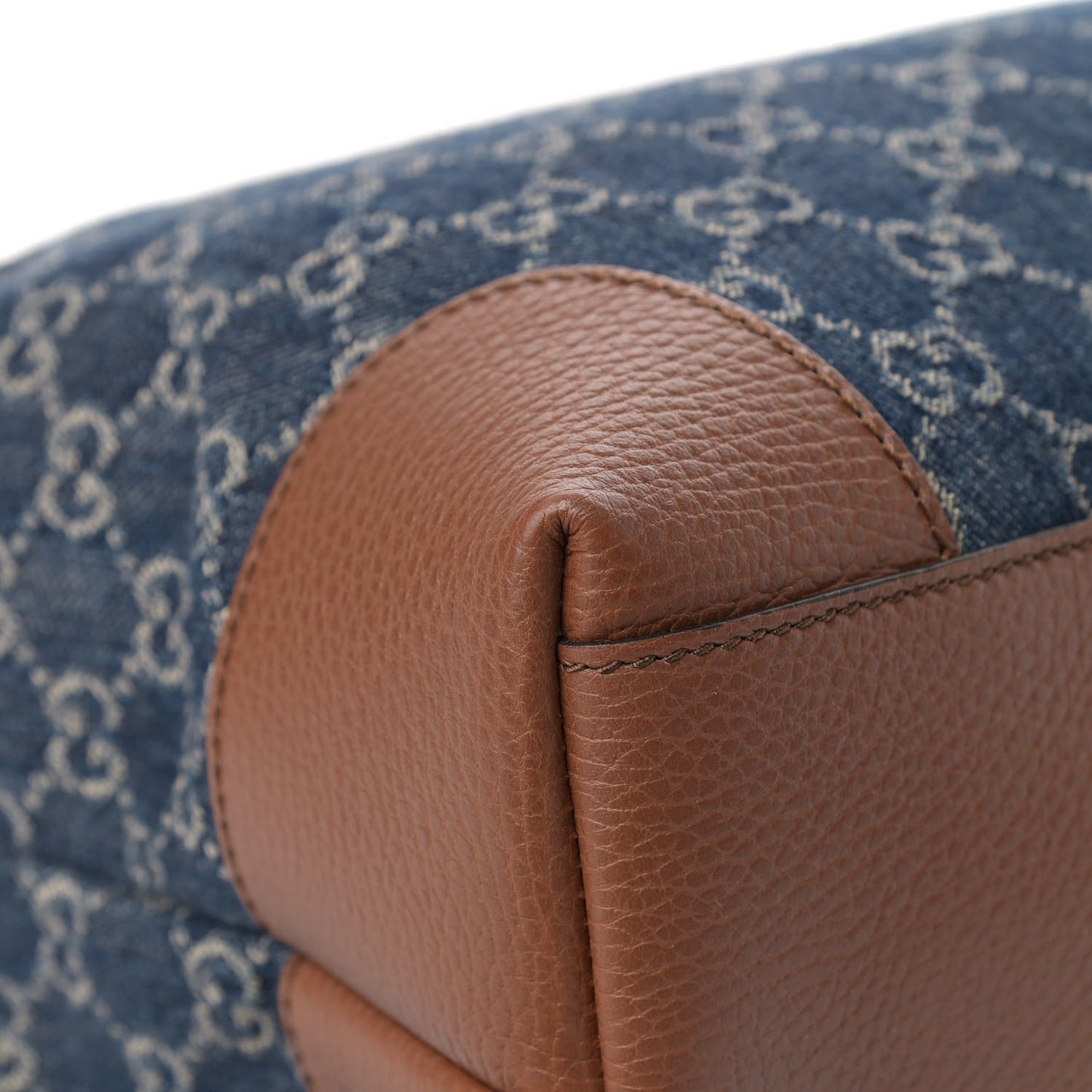 New Denim GG Monogram Medium Ophidia Shopping Tote Blue Tea Cuir