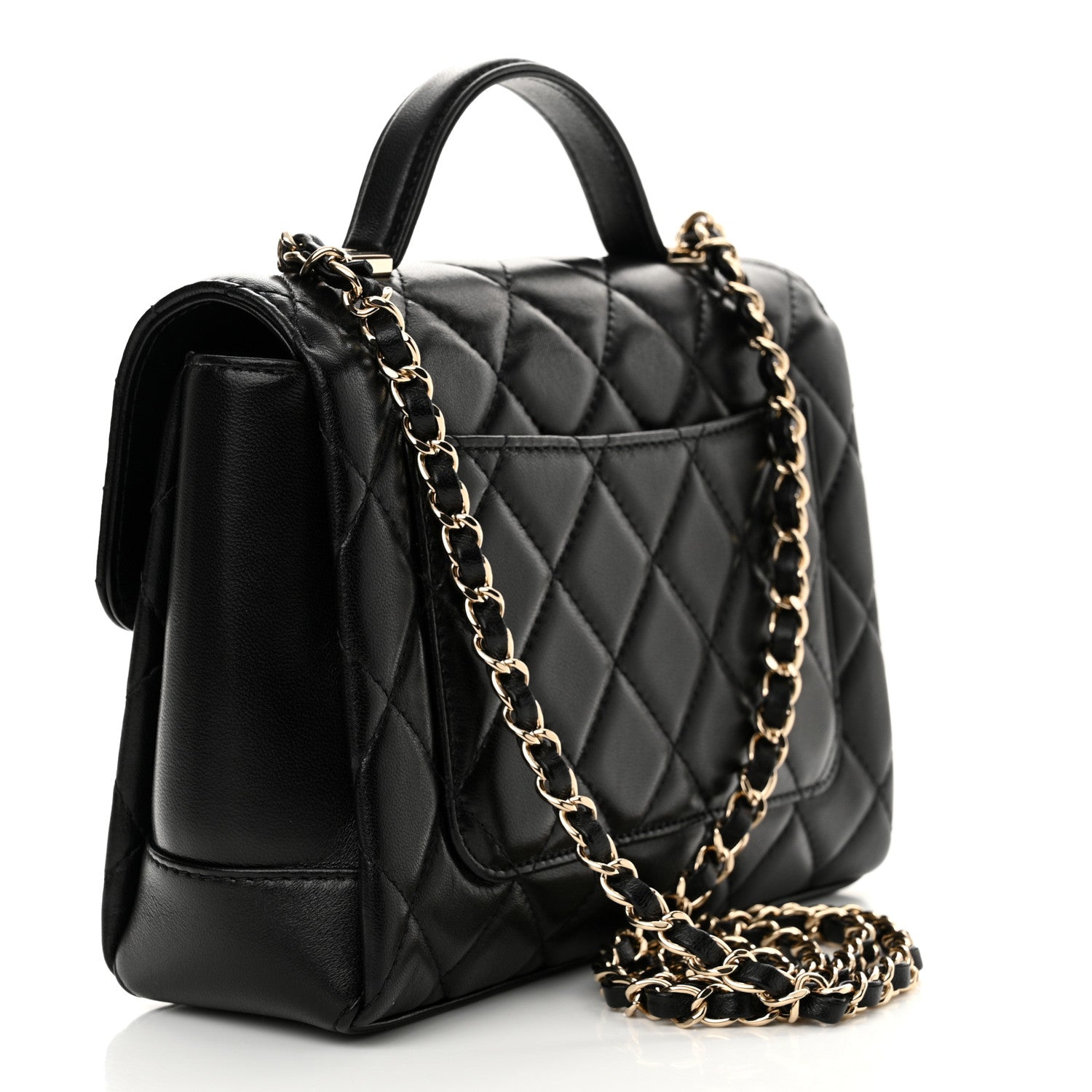 Chanel Lambskin Quilted Small Top Handle Square Flap Black 3 of 11