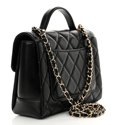 Chanel Lambskin Quilted Small Top Handle Square Flap Black 3 of 11