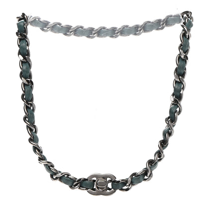 Chanel Metal Lambskin CC Chain Turn Lock Choker Necklace Turquoise 3 of 6