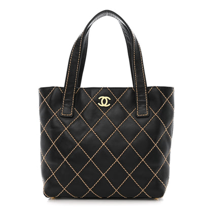 Chanel Calfskin Wild Stitch Tote Black 1 of 13