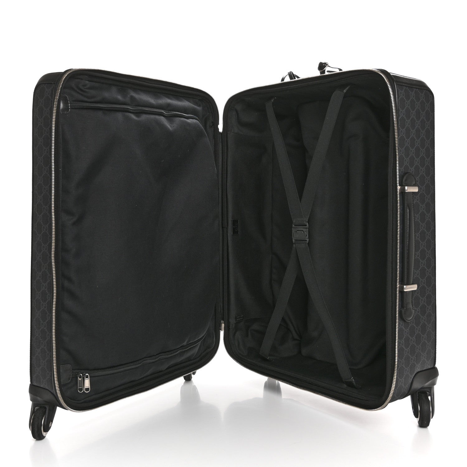 Gucci GG Supreme Monogram Four Wheel Suitcase Black Grey 4 of 11