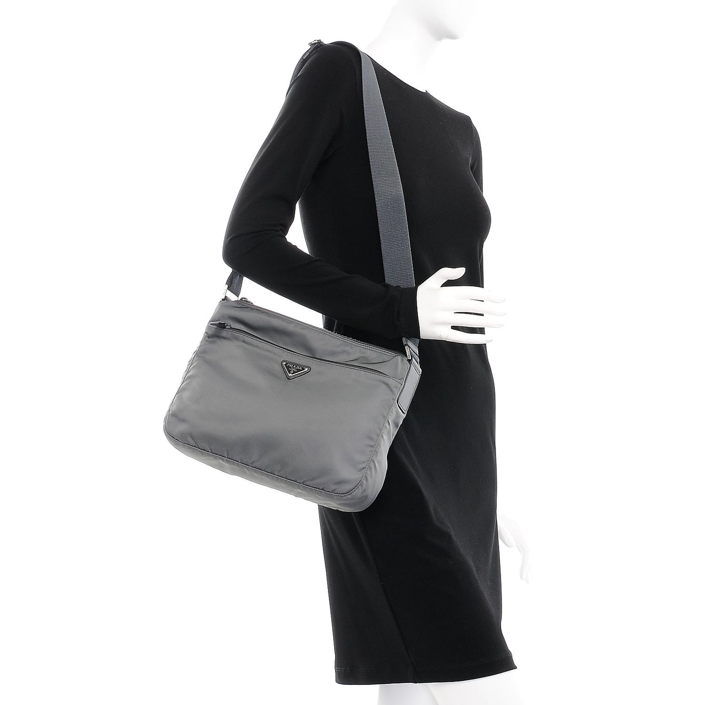 Nylon Vela Flat Messenger Bag Grey