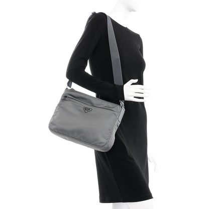 Prada Nylon Vela Flat Messenger Bag Grey 2 of 8