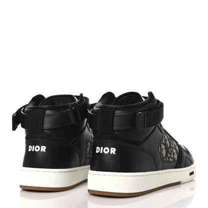 Christian Dior Smooth Calfskin Jacquard Oblique Mens B27 Mid Top Sneakers 41 Black Blue 4 of 9