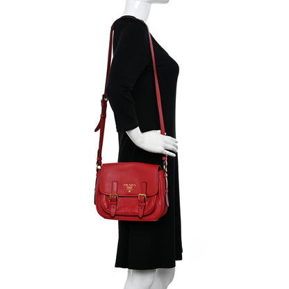 Prada Vitello Daino Messenger Bag Rosso 2 of 11