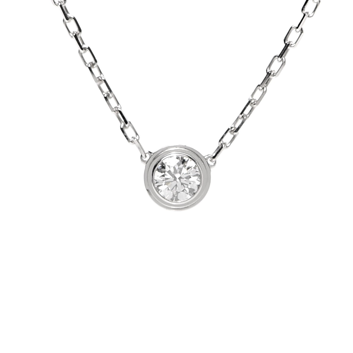 Cartier 18K White Gold Diamond LM D'Amour Pendant Necklace 5 of 6