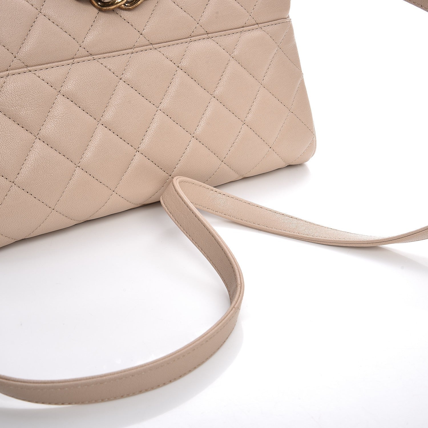 Chanel Shiny Sheepskin Quilted Small Trapezio Flap Beige 12 of 13