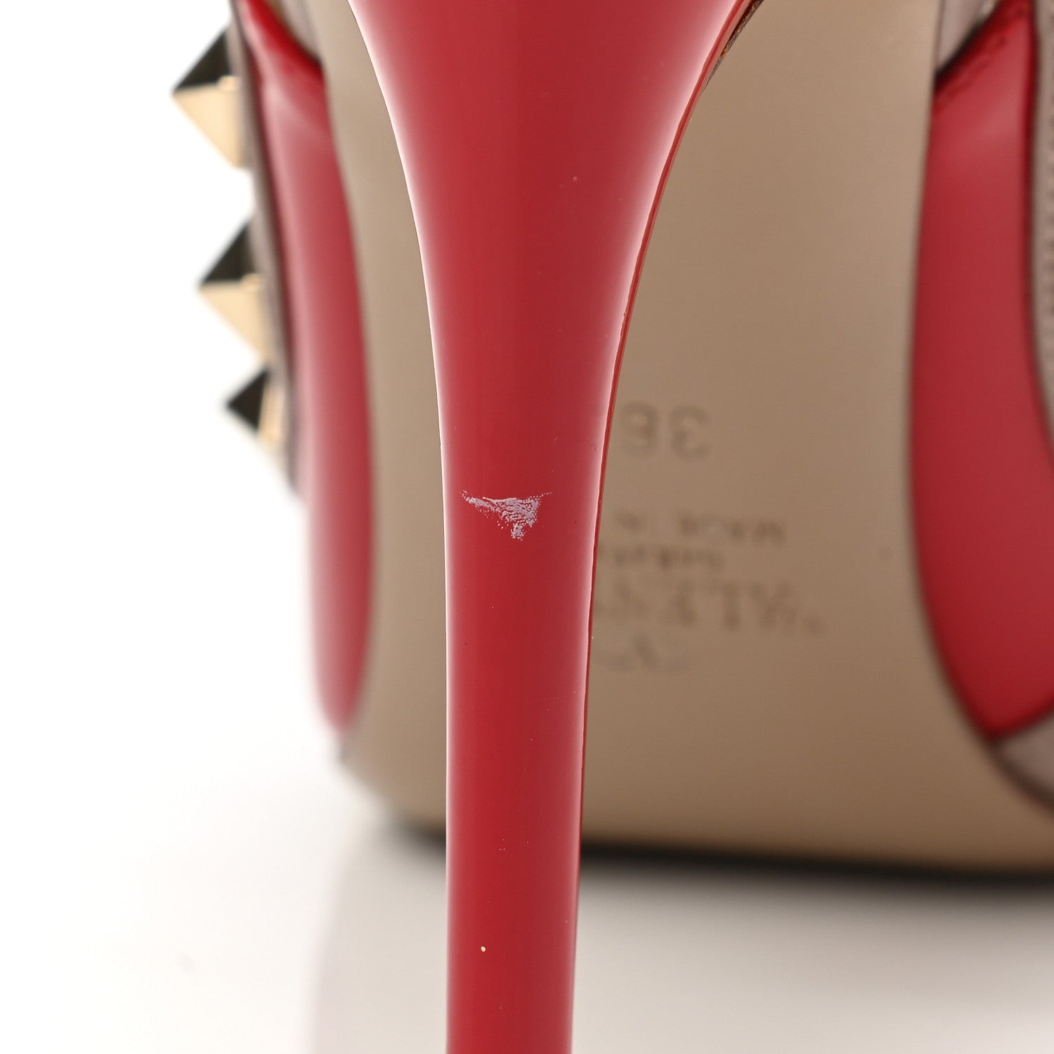 Valentino Garavani Patent Nappa Rockstud Ankle Strap 100mm Pumps 36.5 Rosso Valentino Poudre 9 of 9