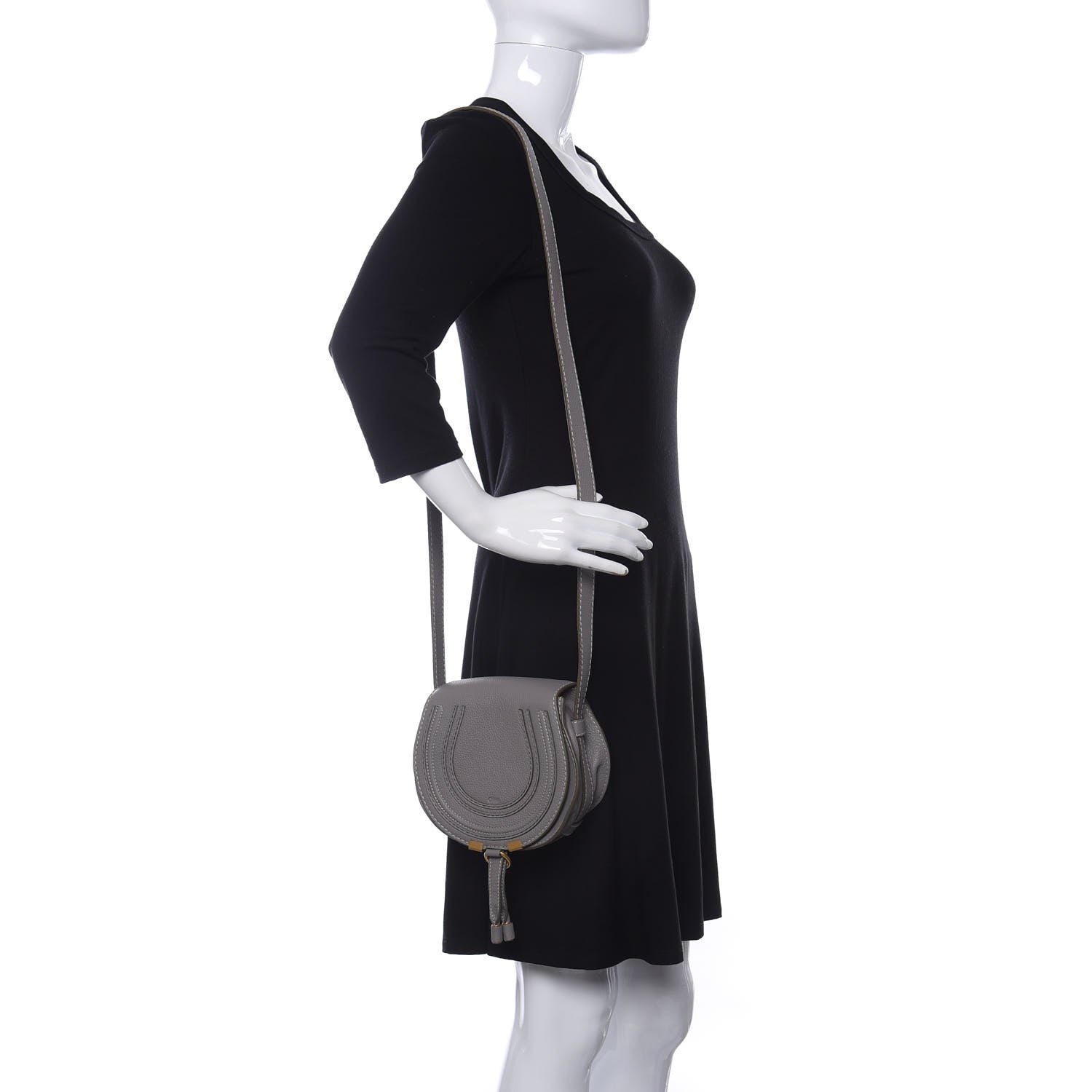 Chloe Calfskin Mini Marcie Round Crossbody Bag Cashmere Grey 2 of 11