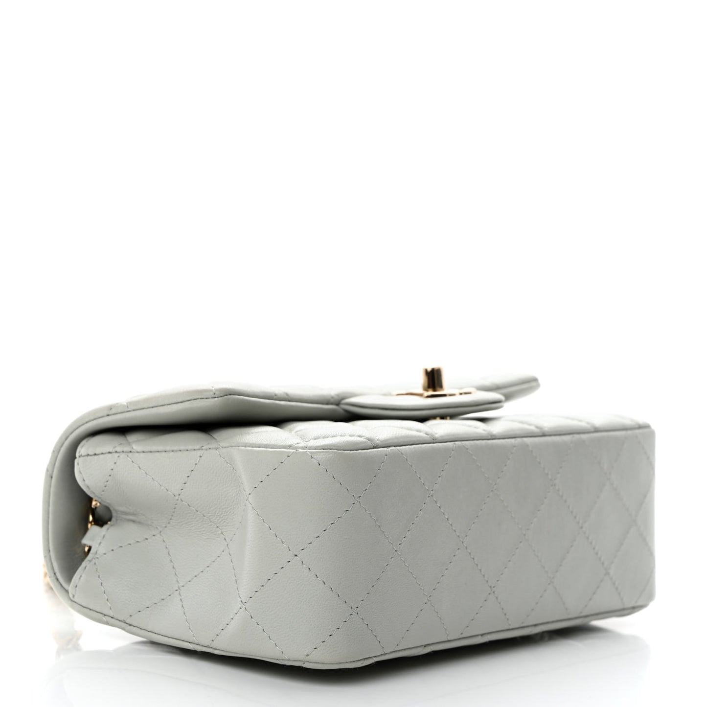 Lambskin Quilted Mini Rectangular Flap Grey