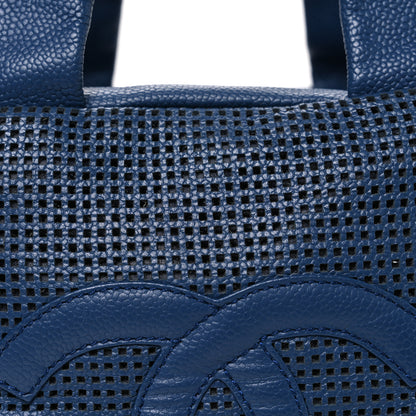 Chanel Caviar Perforated Bowler Blue 8 of 11