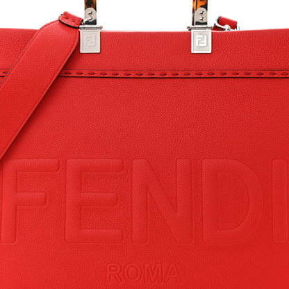 Fendi Vitello Cher Plexiglass Logo Debossed Medium Fendi Sunshine Shopper Tote Papavero 7 of 9