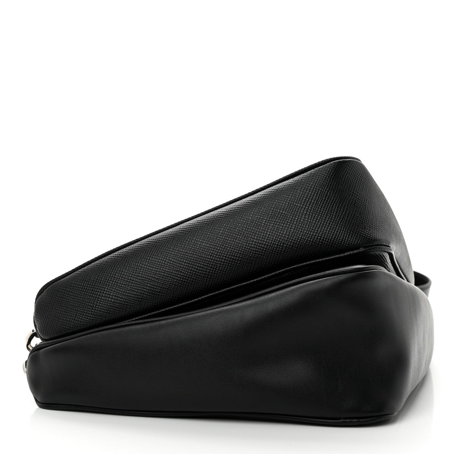 Prada Vitello Saffiano Cuir Double Triangle Shoulder Bag Black 4 of 12