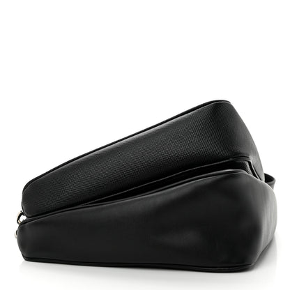Prada Vitello Saffiano Cuir Double Triangle Shoulder Bag Black 4 of 12