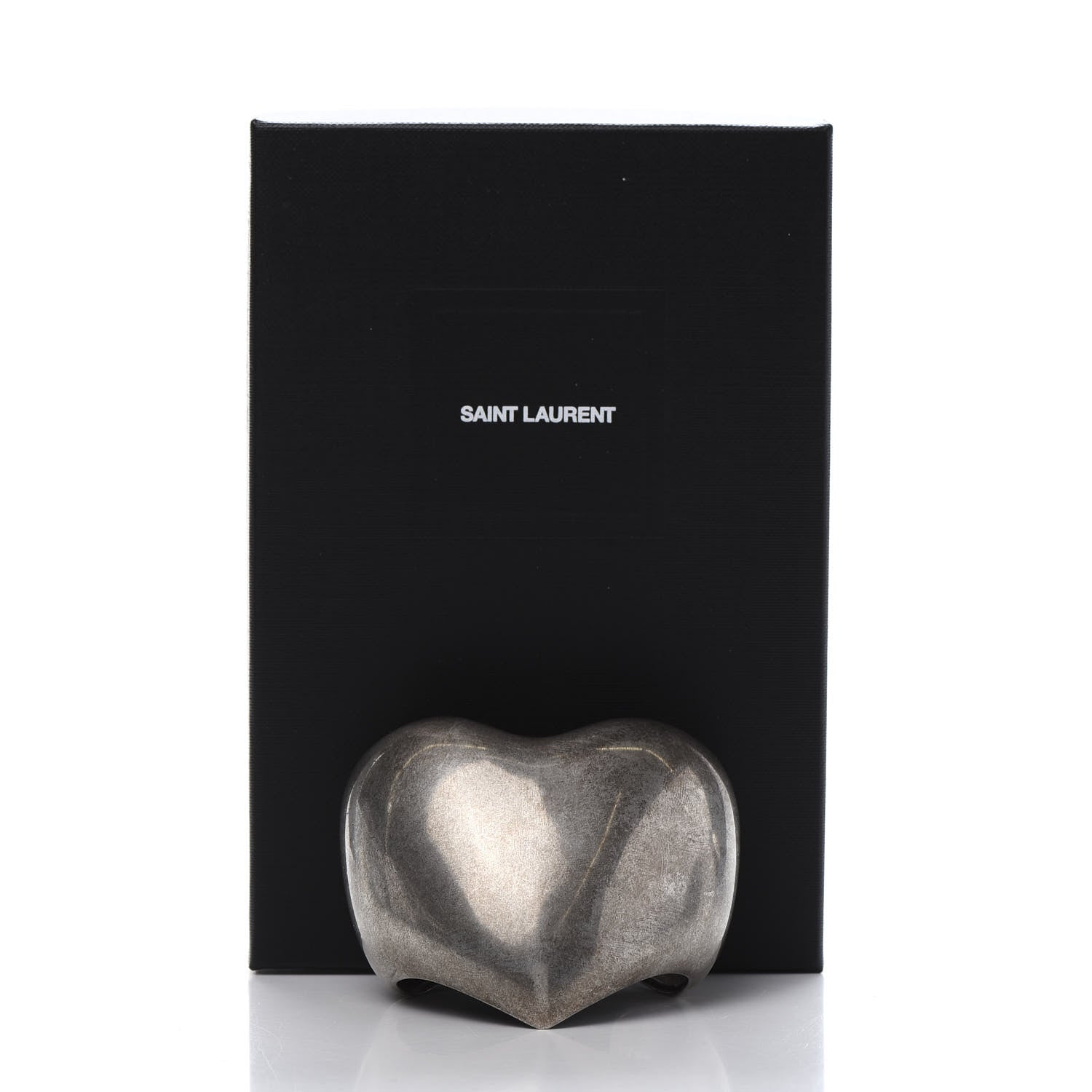Saint Laurent Brass Heart Cuff Bracelet Palladium 5 of 5