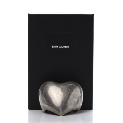Saint Laurent Brass Heart Cuff Bracelet Palladium 5 of 5