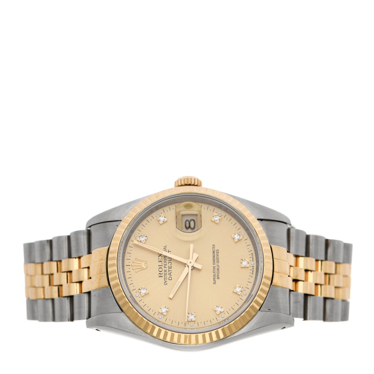Stainless Steel 18K Yellow Gold Diamond 36mm Oyster Perpetual Datejust Watch Champagne 16233