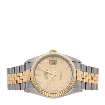 Rolex Stainless Steel 18K Yellow Gold Diamond 36mm Oyster Perpetual Datejust Watch Champagne 16233 2 of 5