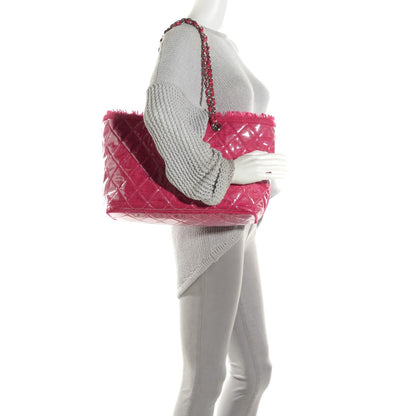 Chanel Vinyl Quilted Funny Tweed Tote Fuchsia 2 of 8