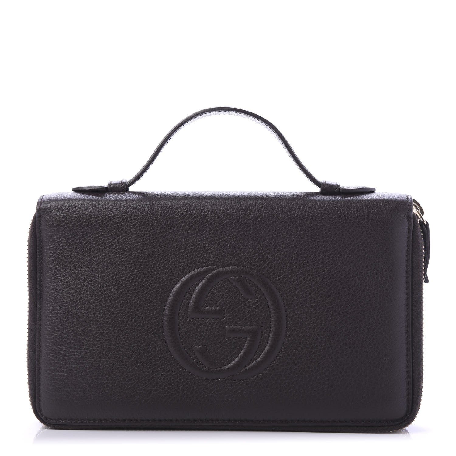 Gucci Pebbled Calfskin Soho Travel Document Case Dark Brown 1 of 11