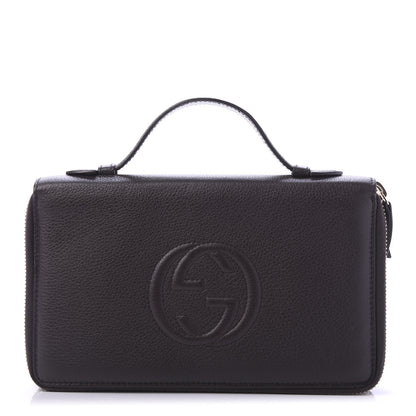 Gucci Pebbled Calfskin Soho Travel Document Case Dark Brown 1 of 11