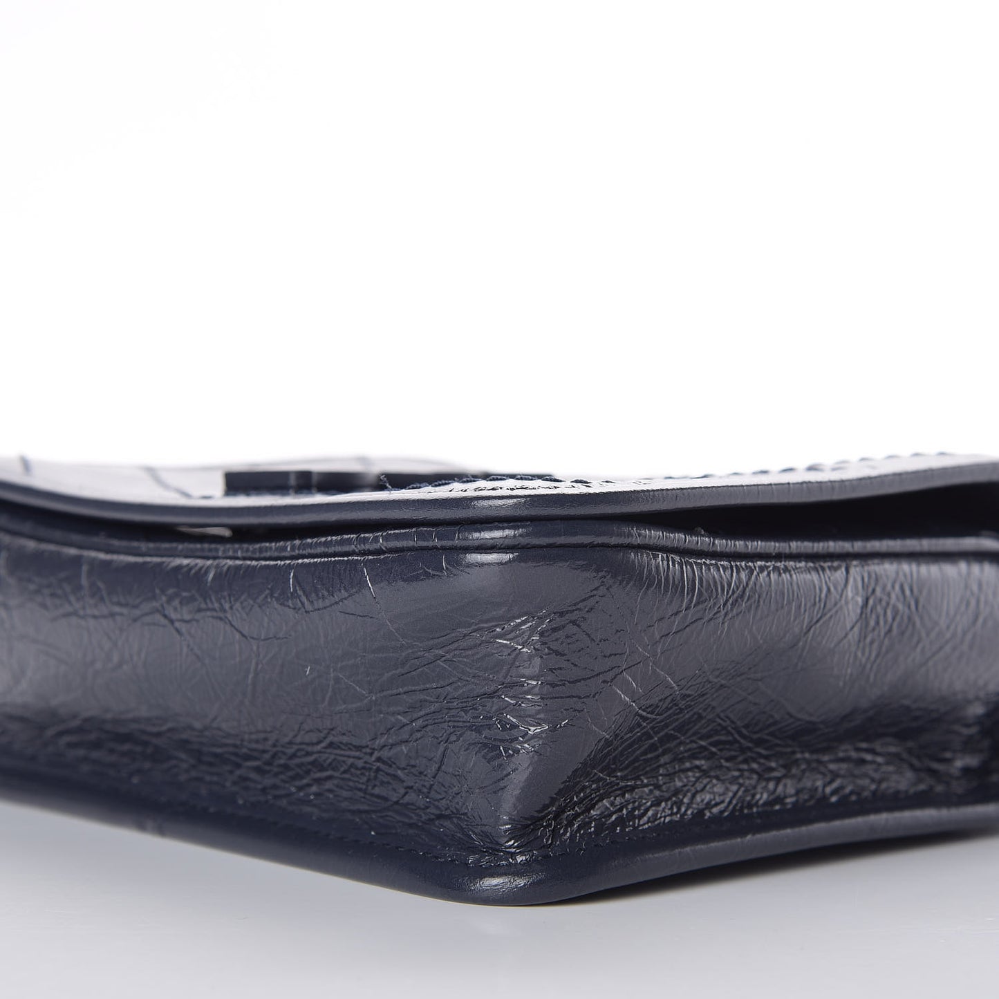 Crinkled Calfskin Matelasse Monogram Niki Chain Wallet Deep Marine