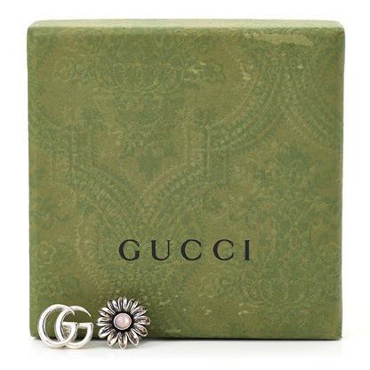 Gucci Sterling Silver Pink Mother of Pearl Flower Marmont Double G Earrings 7 of 7