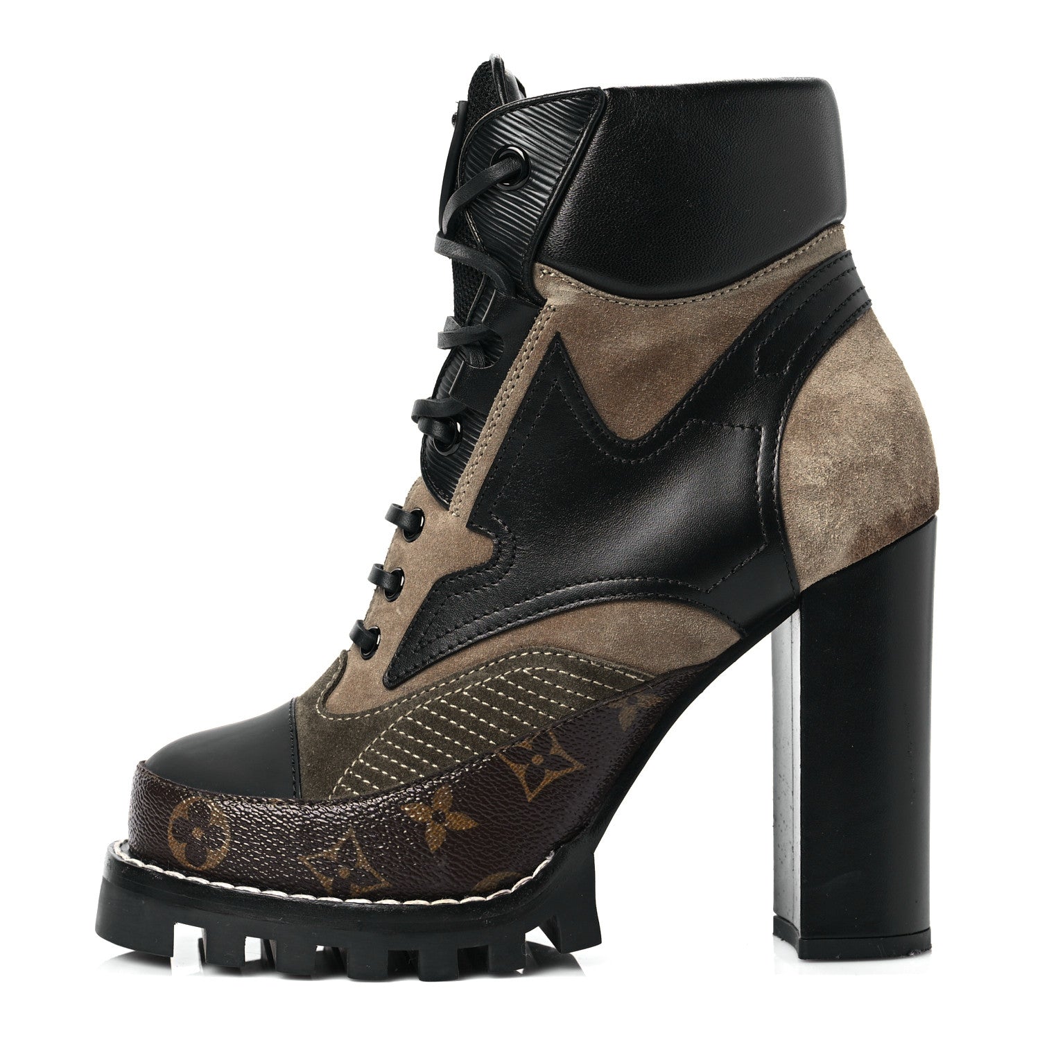 Louis Vuitton Suede Calfskin Monogram Star Trail Ankle Boots 38 Khaki 1 of 9