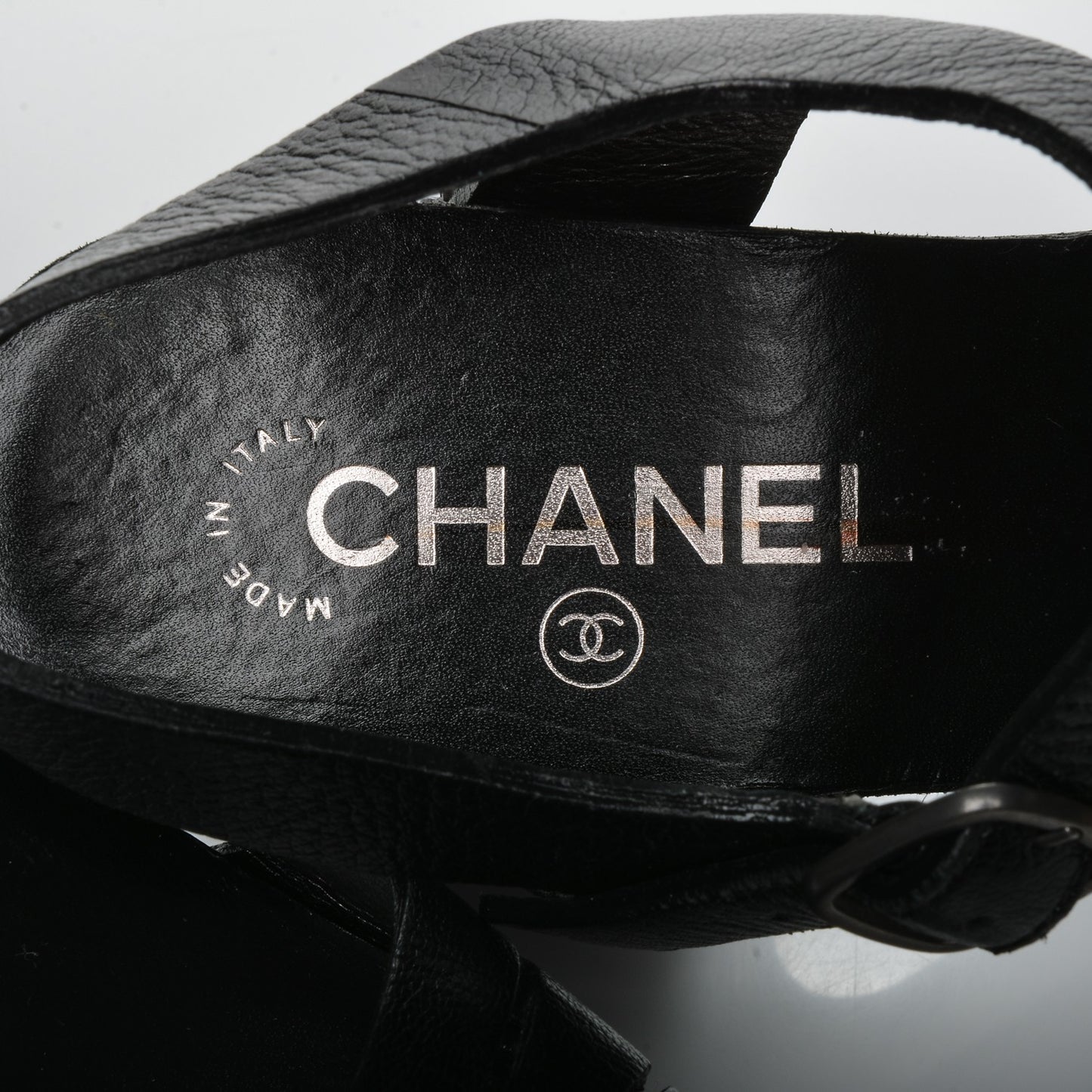 Goatskin Studded Platform Sandals 40 Black