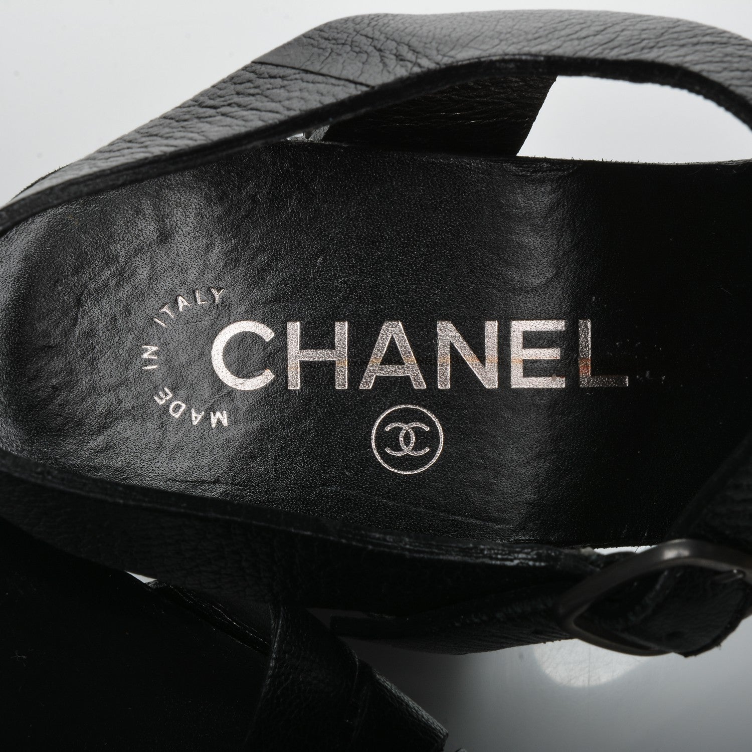 Chanel Goatskin Studded Platform Sandals 40 Black 8 of 9