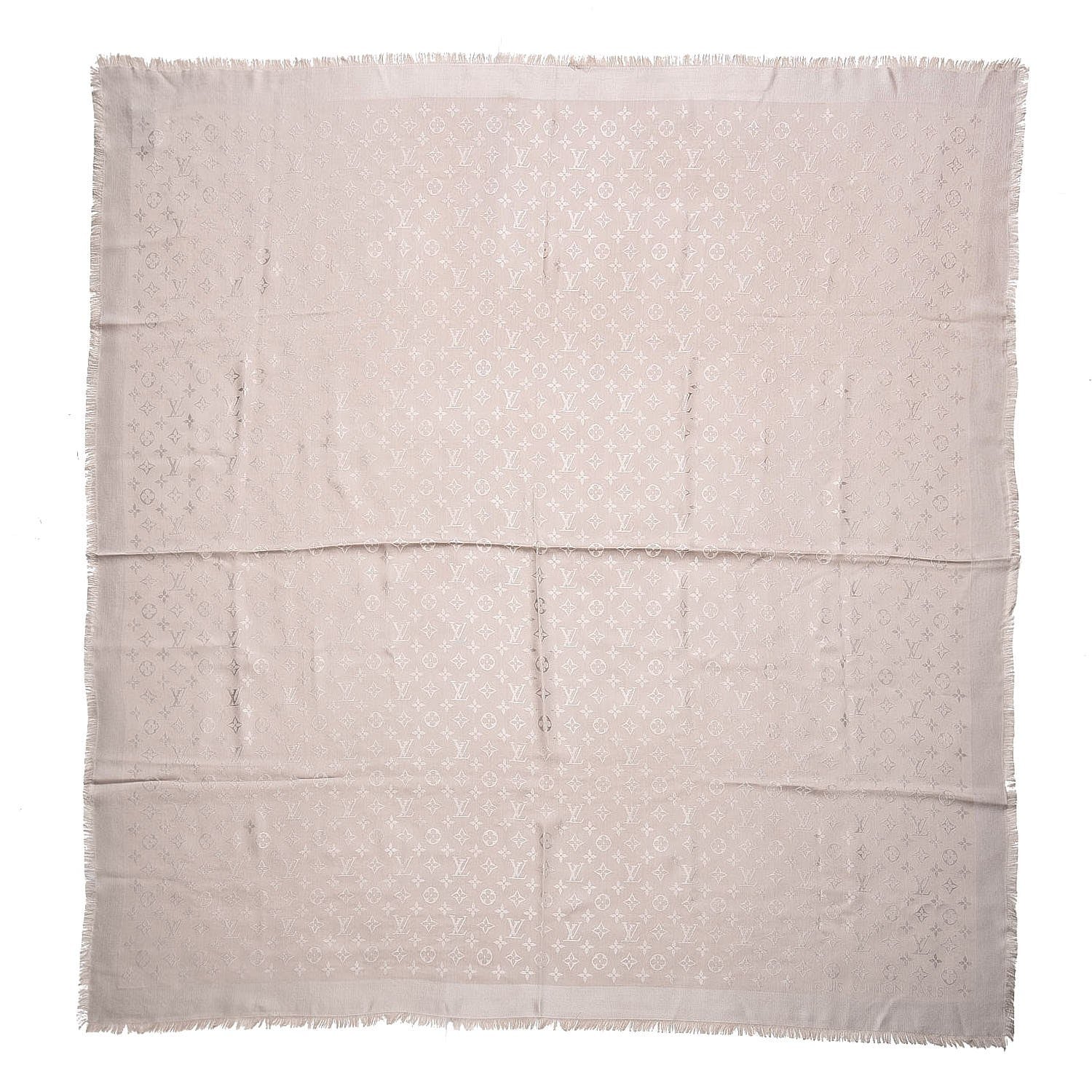 Louis Vuitton Silk Wool Monogram Shawl Greige 1 of 5