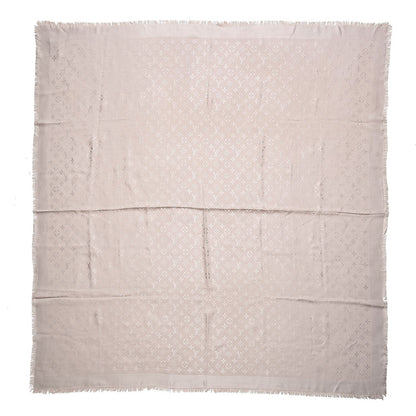 Louis Vuitton Silk Wool Monogram Shawl Greige 1 of 5