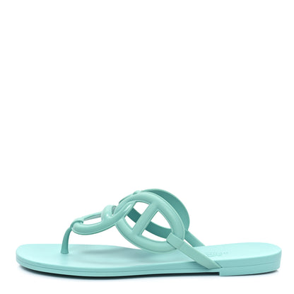 Hermes Rubber Womens Egerie Sandals 38 Vert Embrun 1 of 10